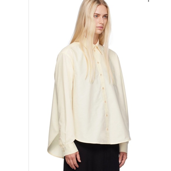 Toteme Tops - Toteme Monogram Oxford Shirt Lemon 225 Cotton GOTS Size 8 New With Tags